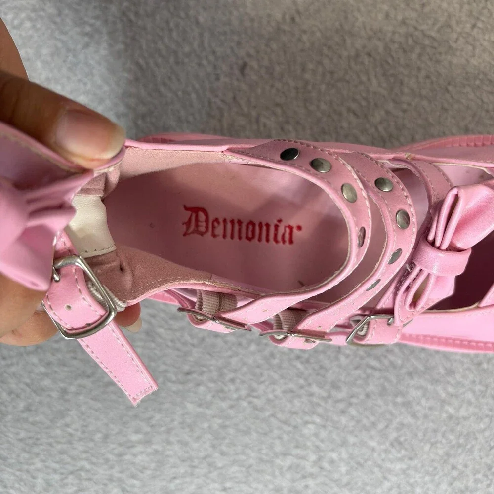 Demonia Violet 45 Shoes Womens Size 8.5 Platform Goth Bow Buckle Straps Kawaii